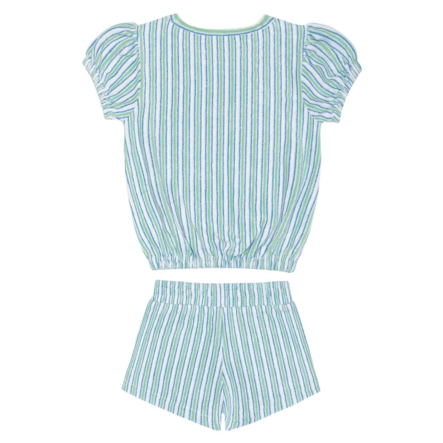 girls tamarin stripe french terry top and short set