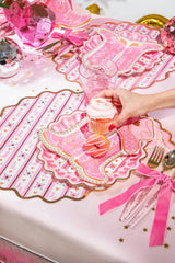 Packed Party Cowboy Boot Die-Cut Paper Dessert Plates 10ct - Gold Foil Pink Boot-Shaped Party Plates, 8 Inch, High Quality 350 GSM