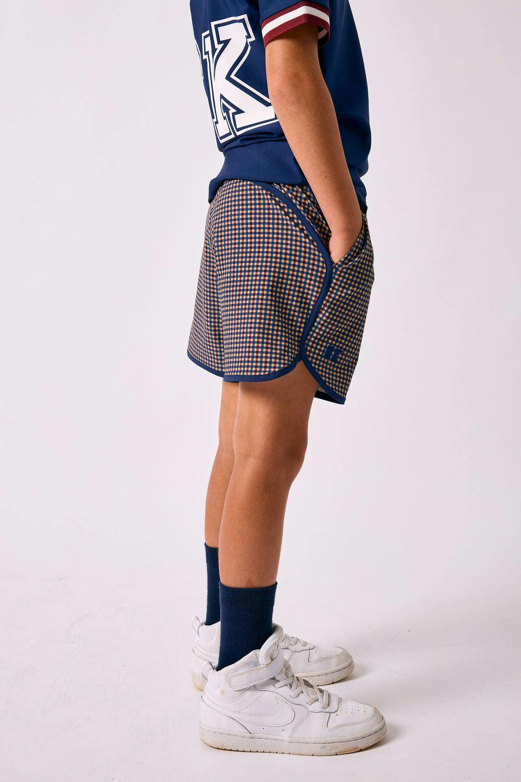 gingham retro super short with navy piping