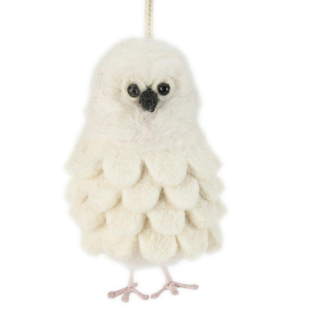 Handmade Felt Snowy Owl Christmas Ornament