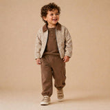 Organic Corduroy Collar Twill Jacket - Oat Gingham