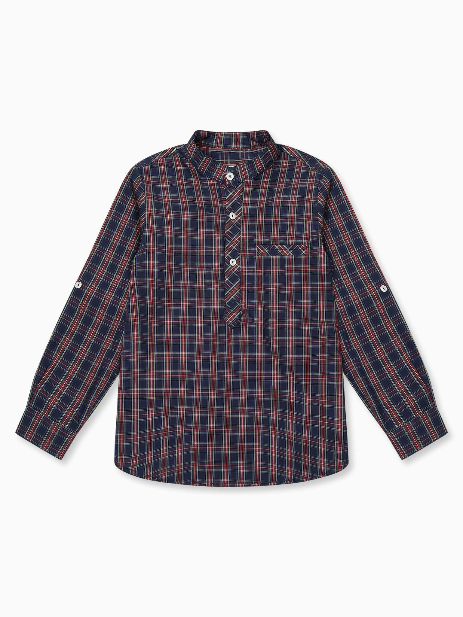 Navy Tartan Mateo Long Sleeve Boy Shirt
