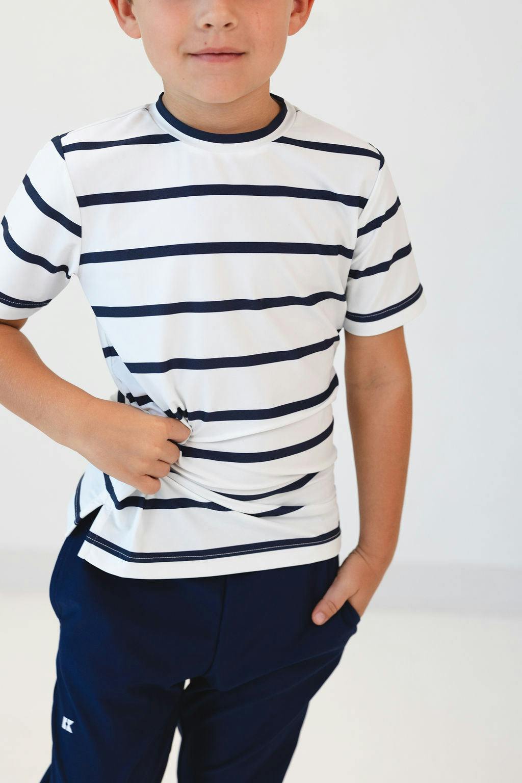 navy and white stripe practice shirt