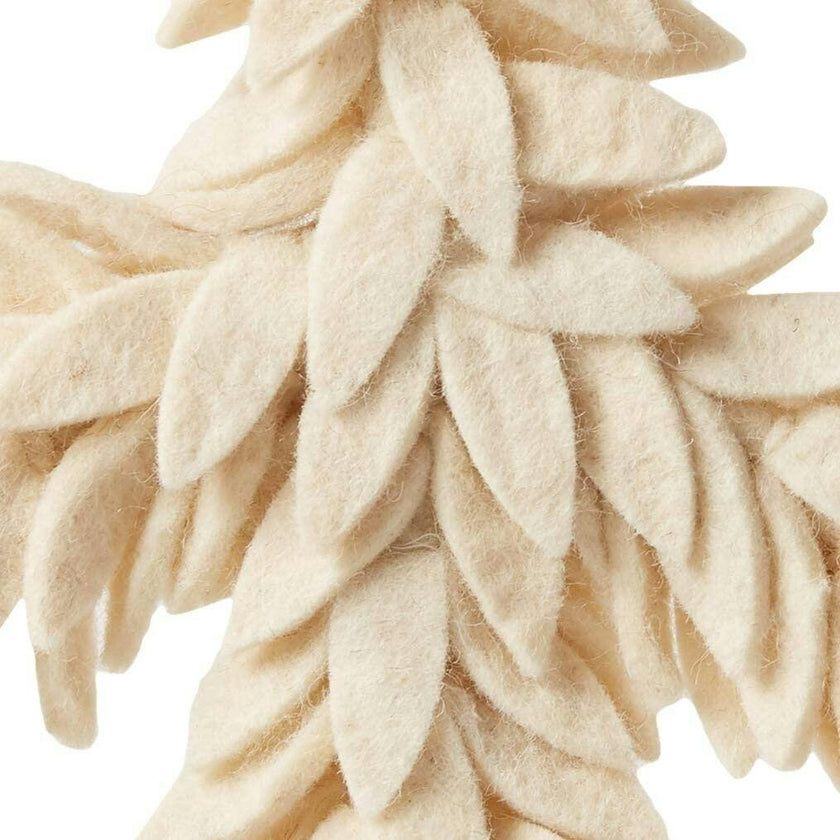 Handmade Hand Felted Wool Wreath - Peace Symbol Cream - 14"