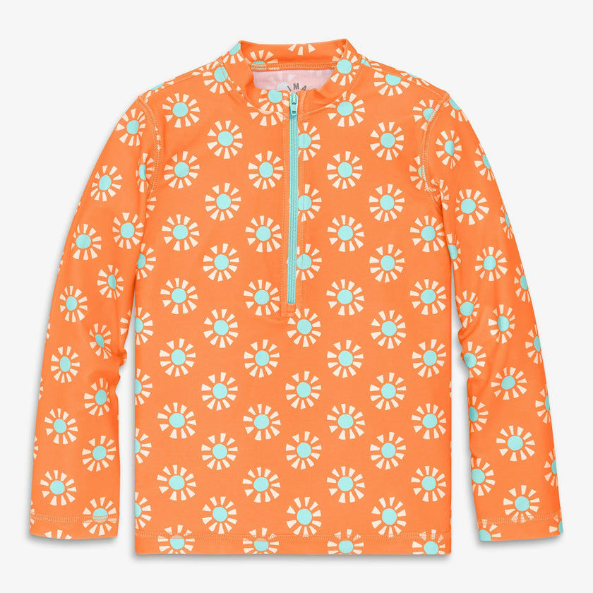 Clearance kids long sleeve half-zip rash guard in cutout suns