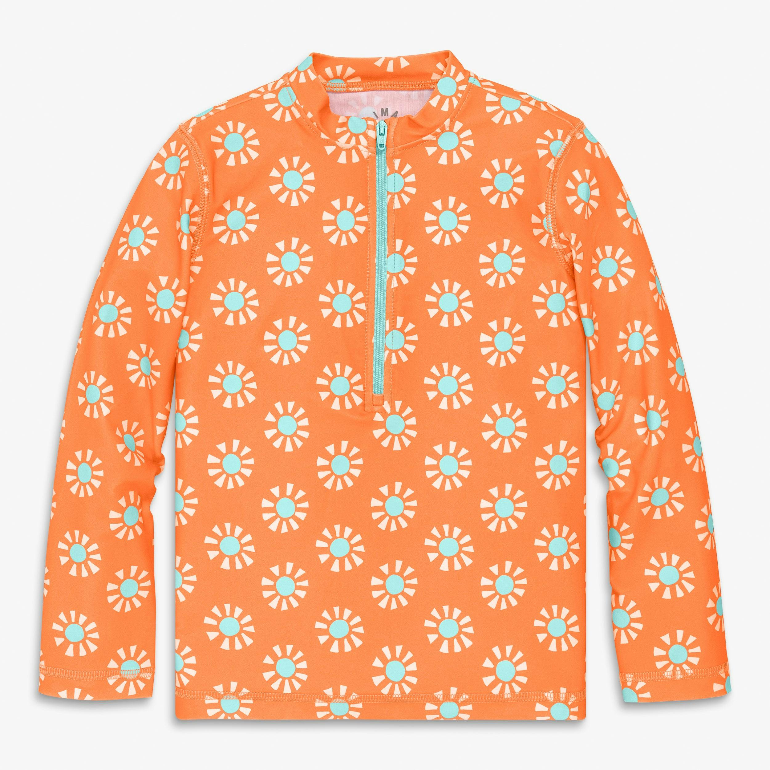 Clearance kids long sleeve half-zip rash guard in cutout suns