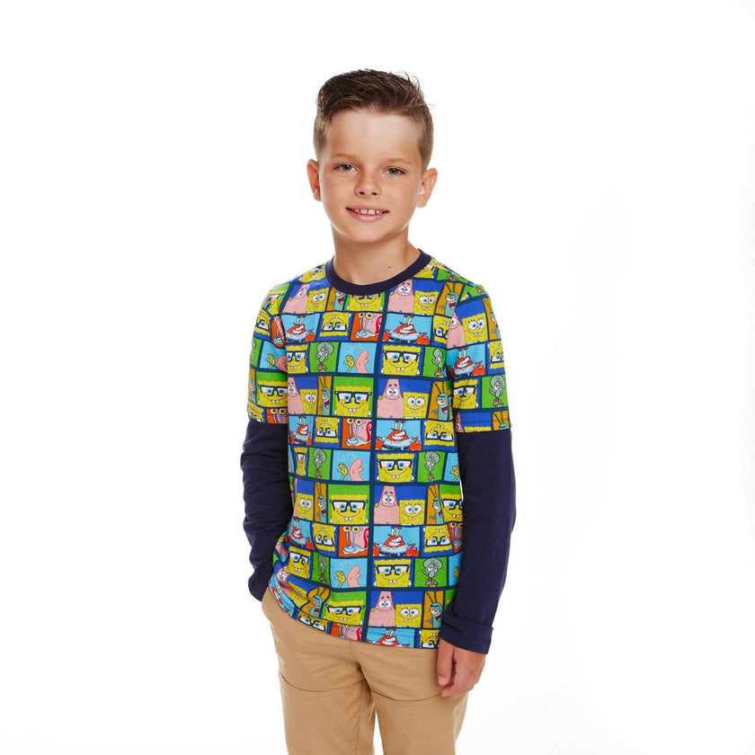 SpongeBob SquarePants™ x Andy & Evan® | Kids (2-7) Long Sleeve Character Collage T-Shirt