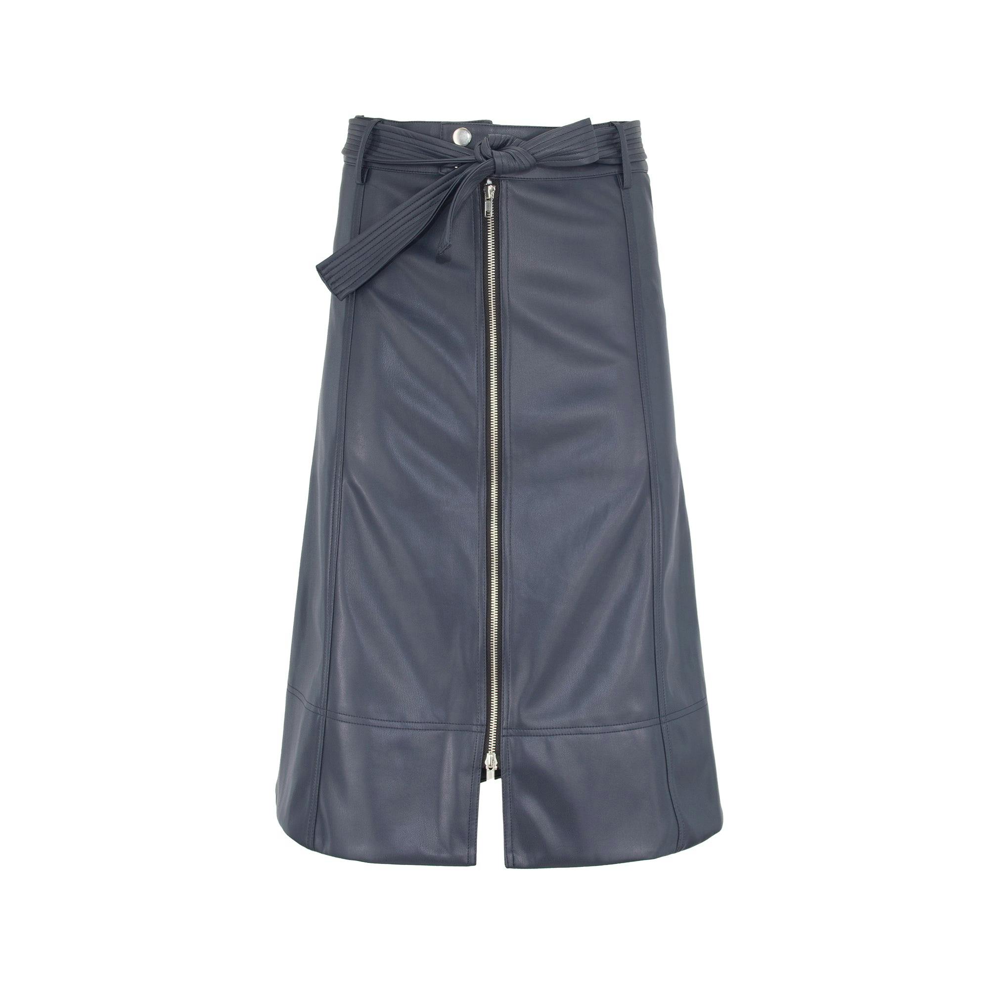 LEATHER ZIPPER SKIRT