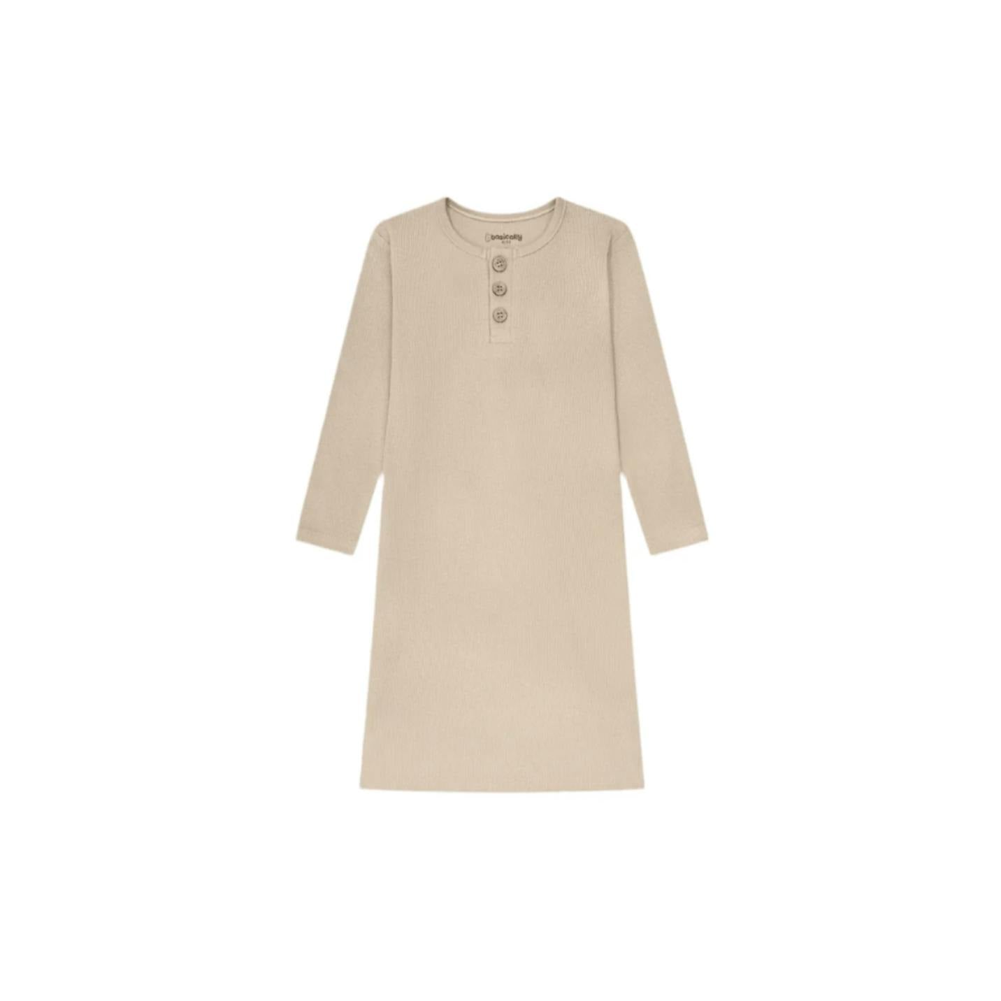 Girls Button Ribbed Nightgown