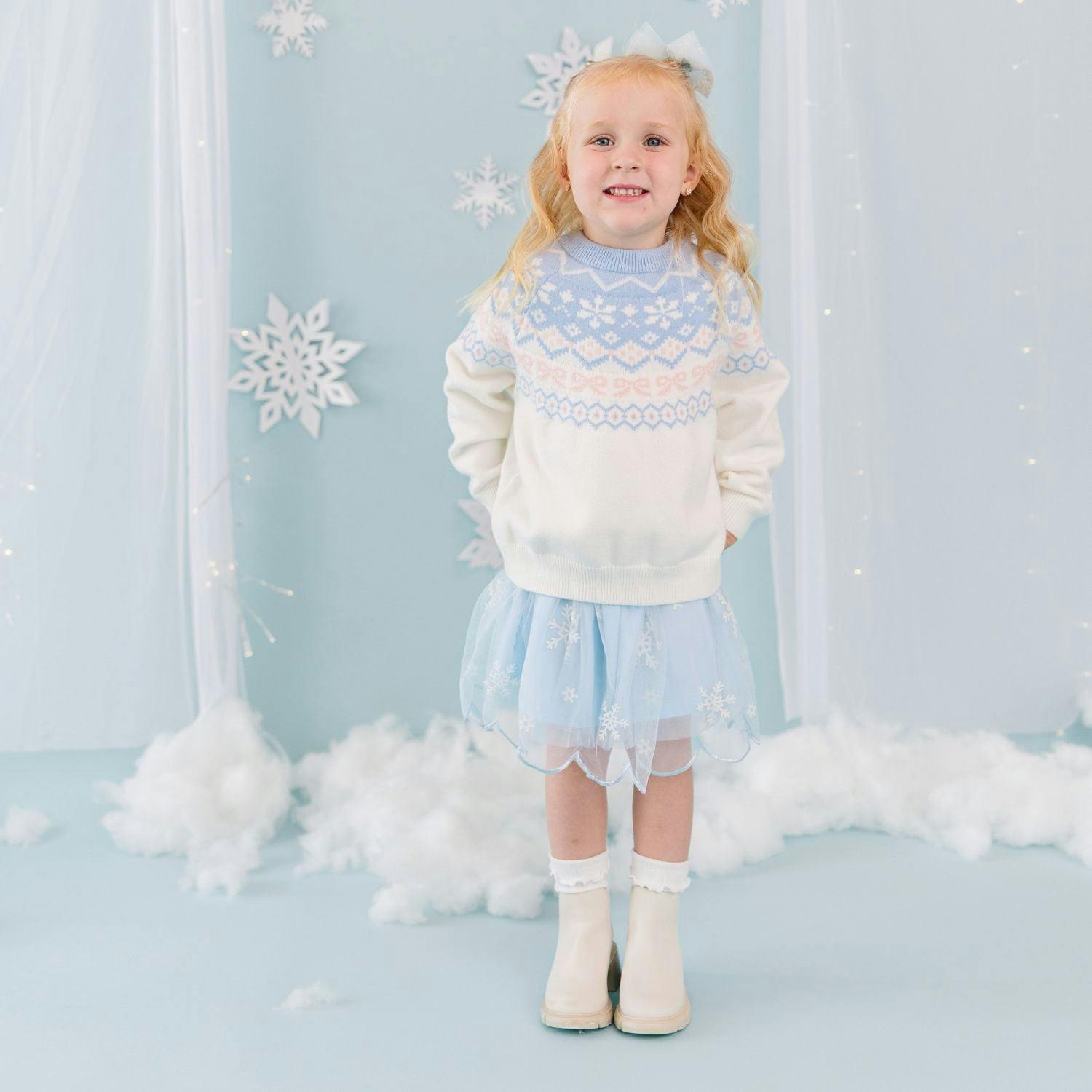 Glitter Snowflake Scalloped Tutu Skirt