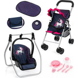 Bayer Design Dolls: 11 Piece Stroller Set - Navy