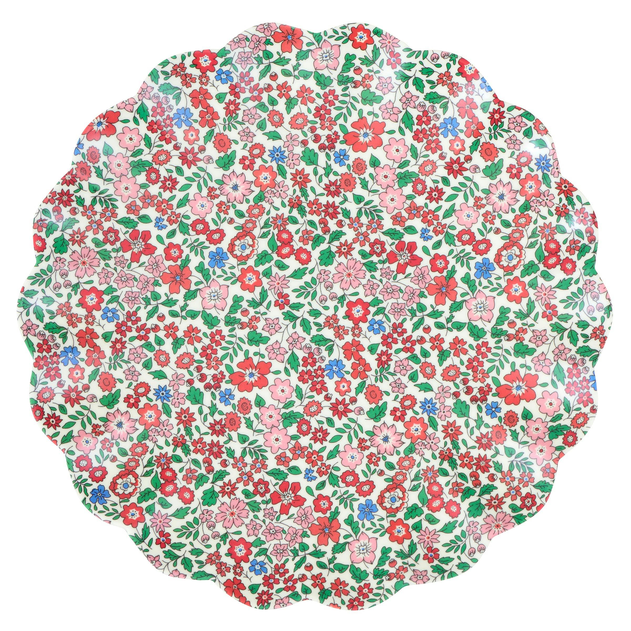Meri Meri x Liberty Red & Green Reusable Large Plates