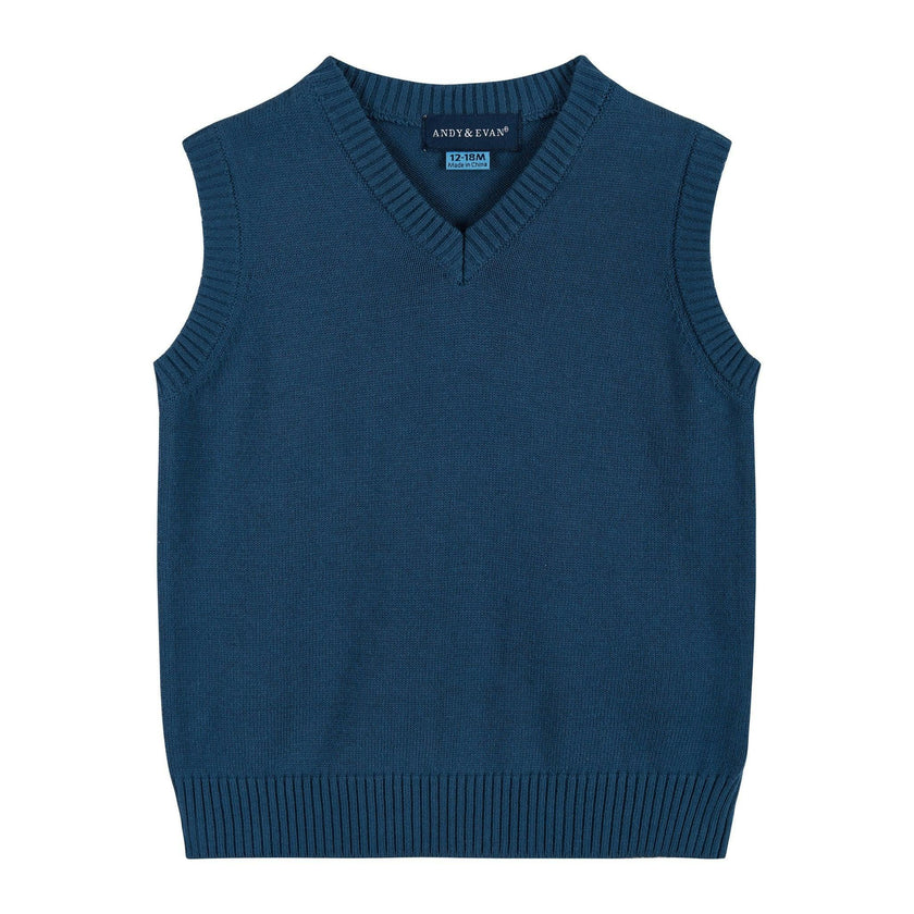 Infant Boys 4-Piece Vest Set | Navy & Khaki Plaid