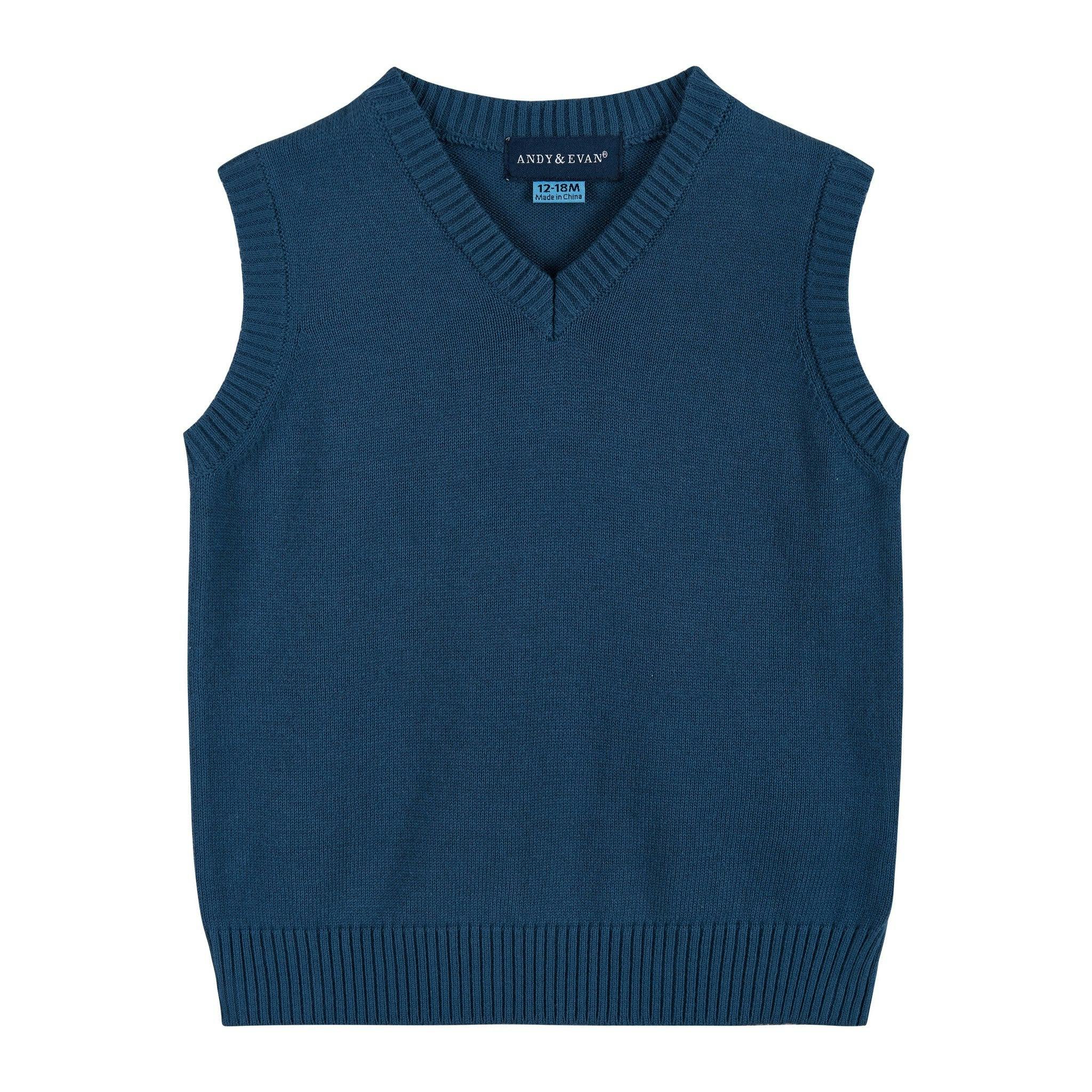 Infant Boys 4-Piece Vest Set | Navy & Khaki Plaid