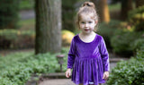 Long Sleeve Bubble Romper in Dark Purple Velvet