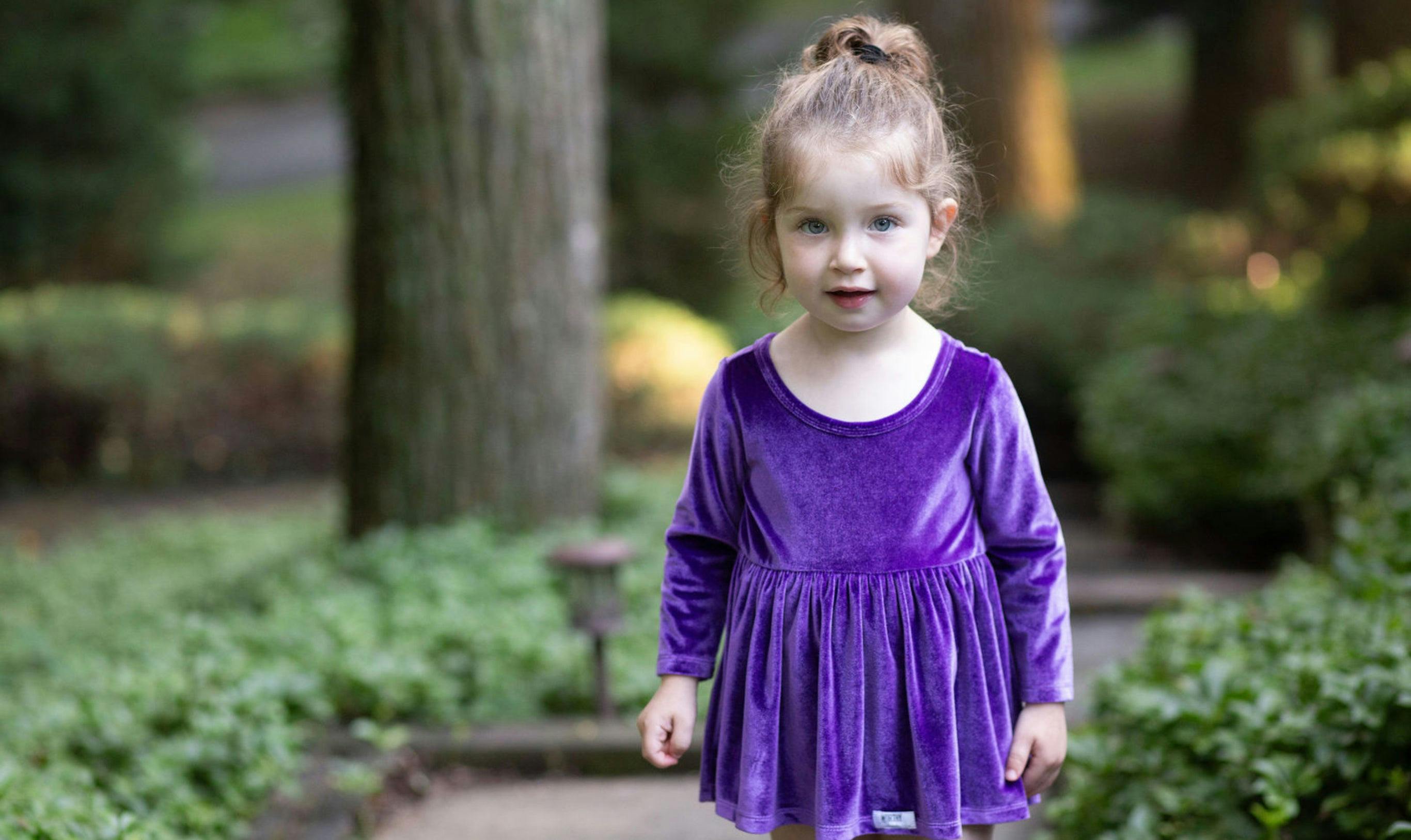 Long Sleeve Bubble Romper in Dark Purple Velvet