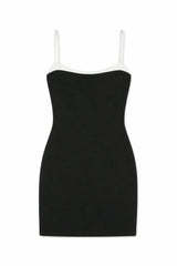 Char Black With White Satin Trim Dress