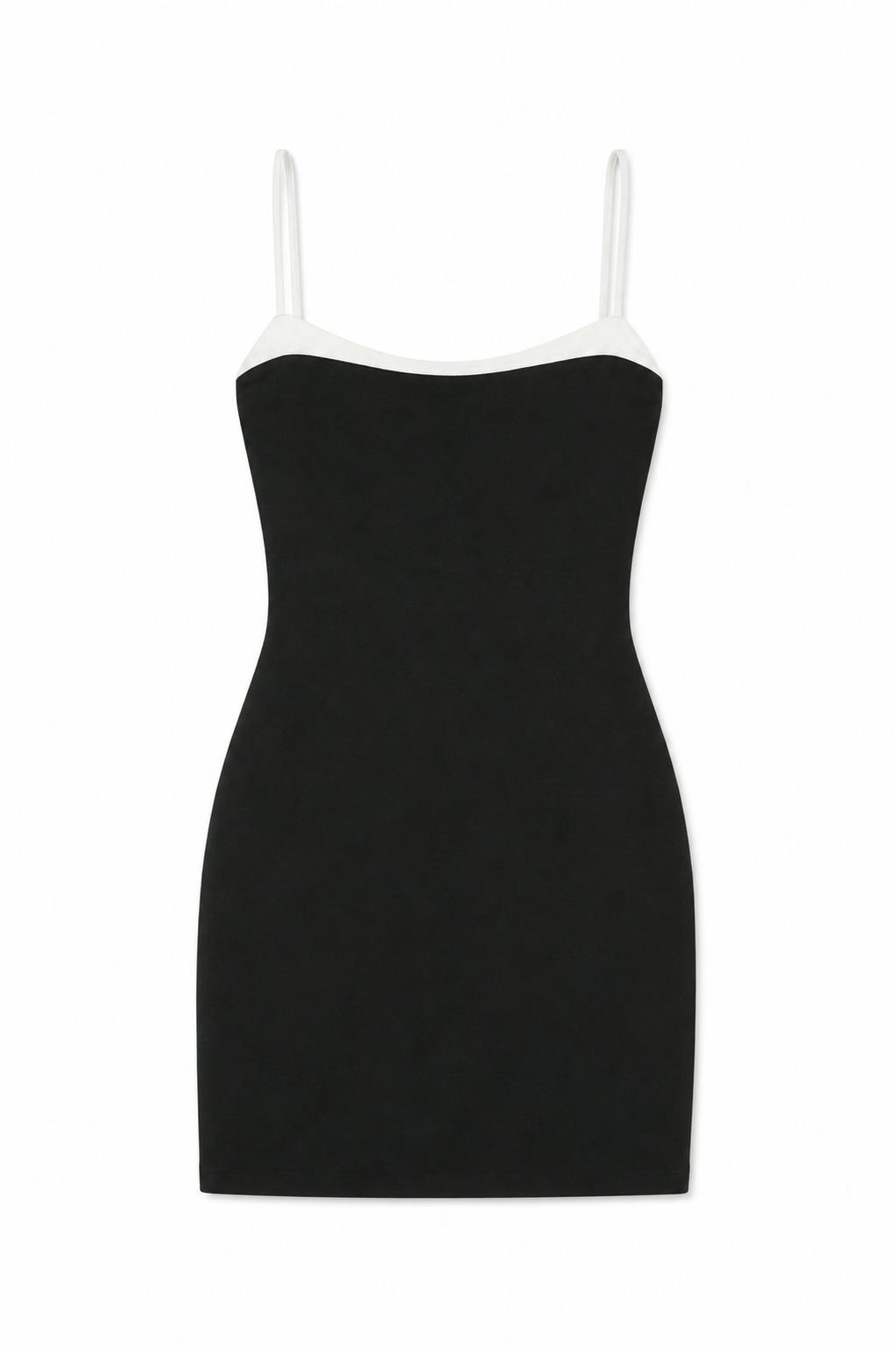 Char Black With White Satin Trim Dress