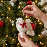 White Poodle Hand Knit Christmas Ornament
