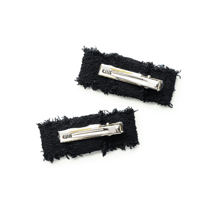 Halo Luxe Amara Deconstructed Woolen Double Clip - Black