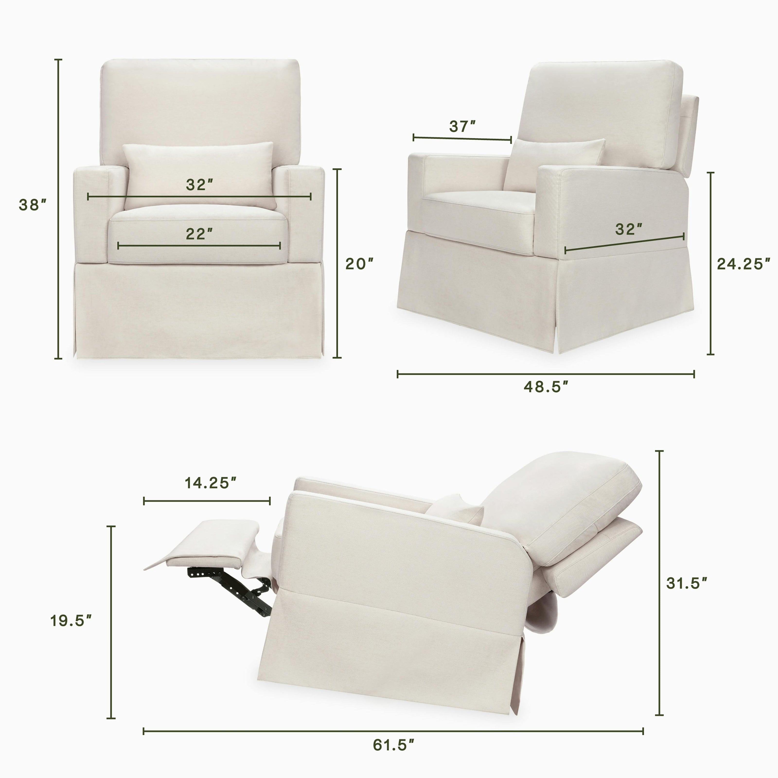 Crawford Recliner and Swivel Glider in Performance Cream Eco-Weave