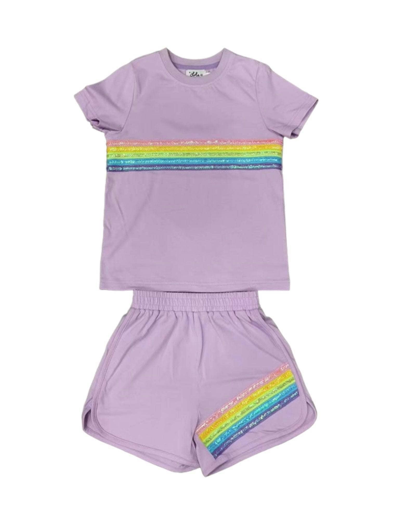 Rainbow Sequin Short Set Lavender