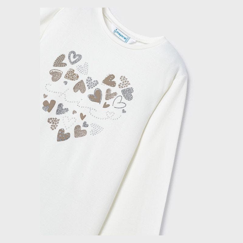 Ivory Kids Heart Applique T-Shirt
