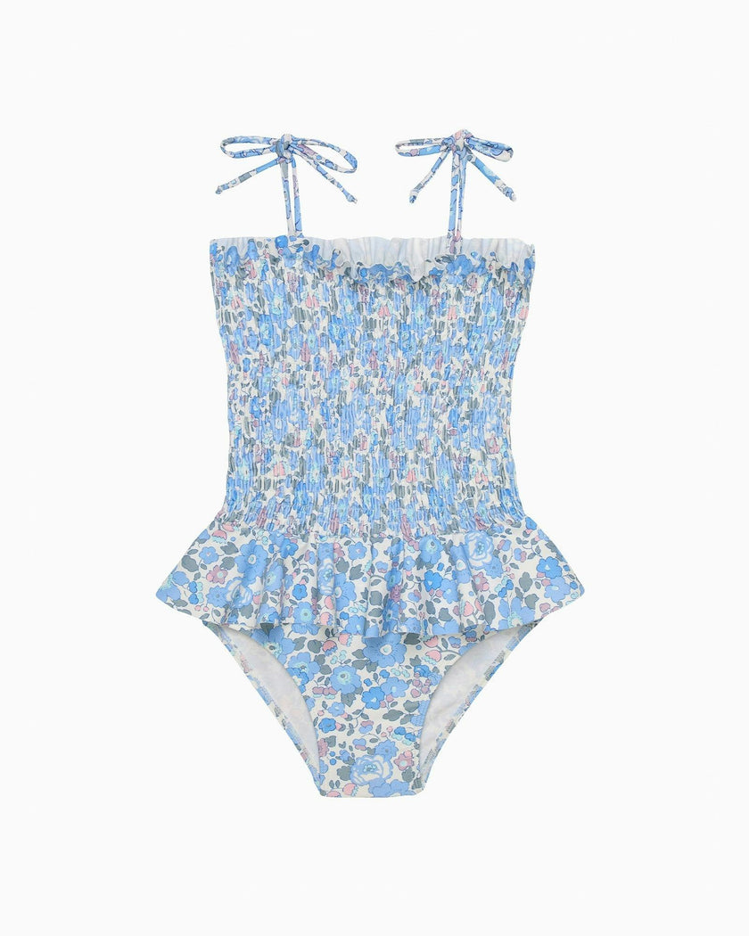 Ruched Swimsuit in Blue Betsy