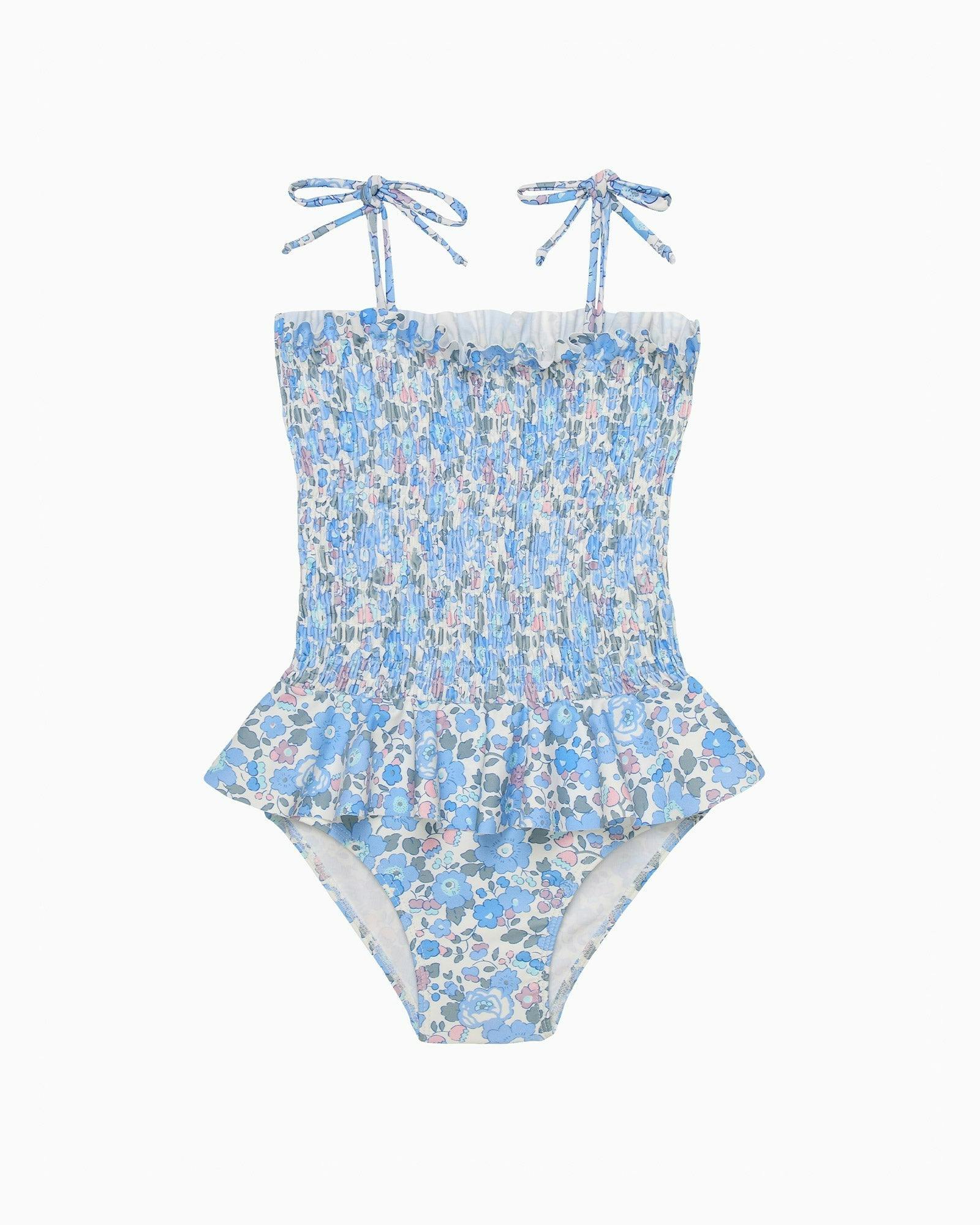 Ruched Swimsuit in Blue Betsy