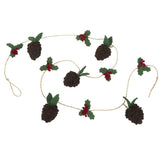 Handmade Christmas Garland and Bunting - Pinecones and Holly Berries Felt and Jute - 6'