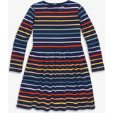 Kids long sleeve perfect pocket dress in rainbow stripe