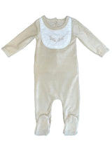Girl's Embroidered Bib Long Sleeve Footie