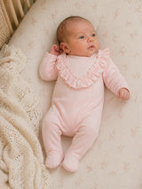 Velour Ruffle Long Sleeve Footie
