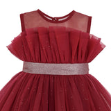 Red Isolara Tulle Glitter Bow Dress