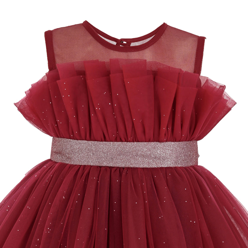 Red Isolara Tulle Glitter Bow Dress