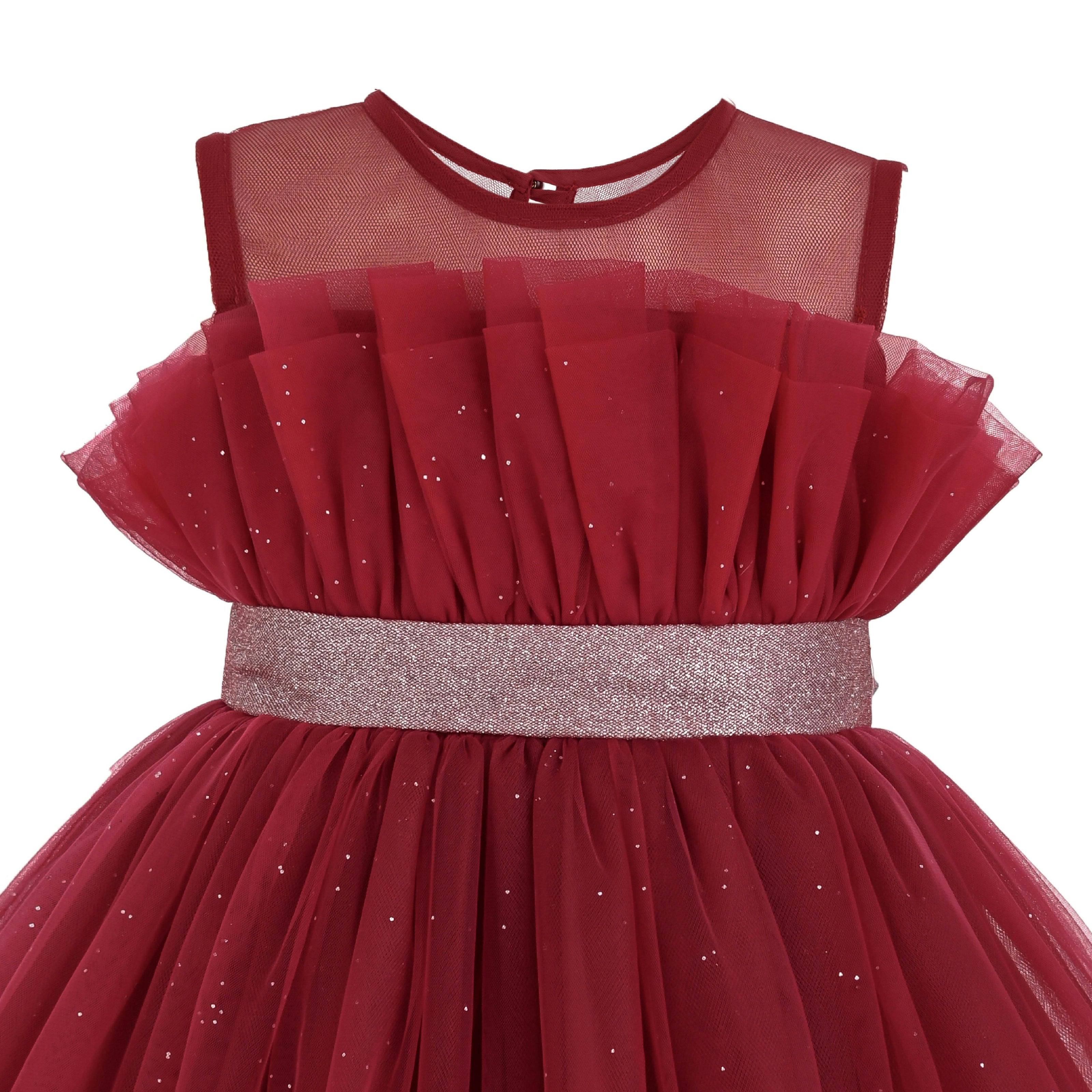 Red Isolara Tulle Glitter Bow Dress