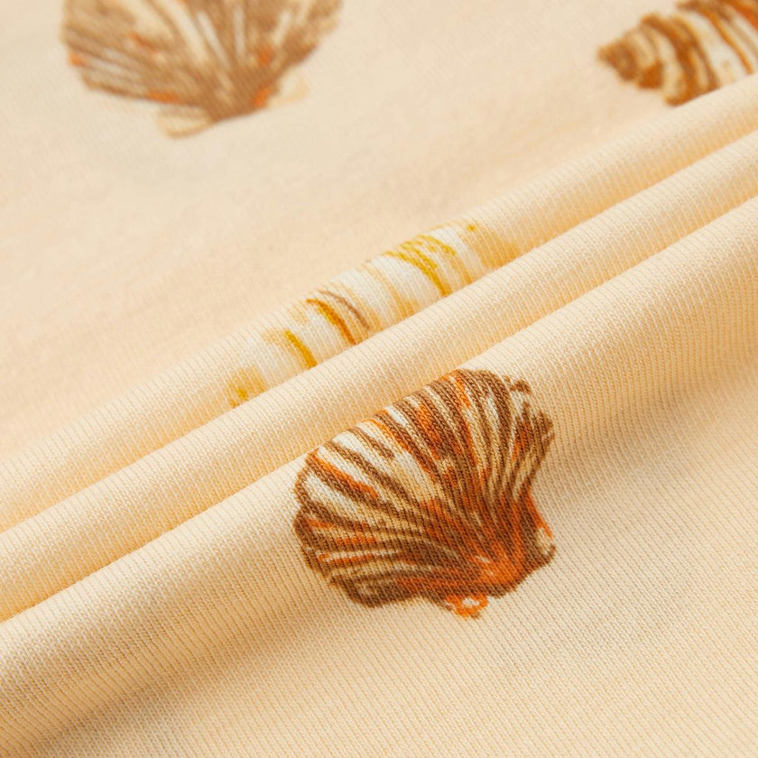 Seashells Stretch Crossover Short Sleeve One Piece