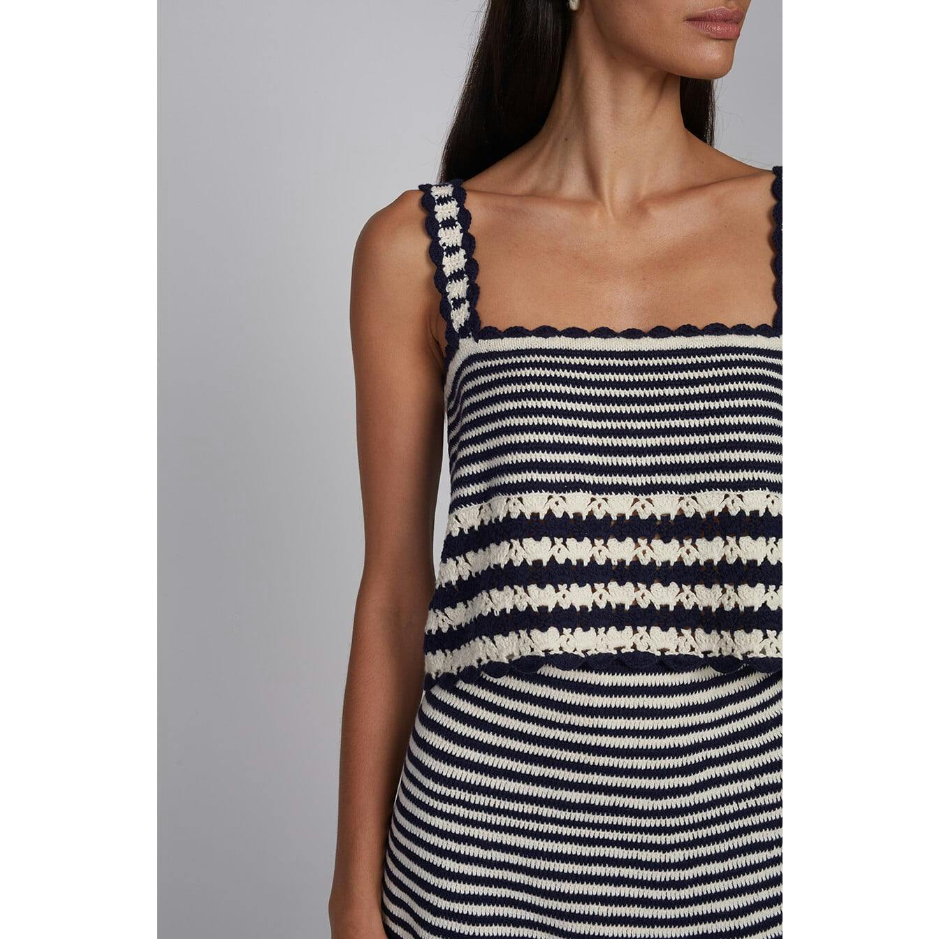 CARIA STRIPE CROCHET TOP