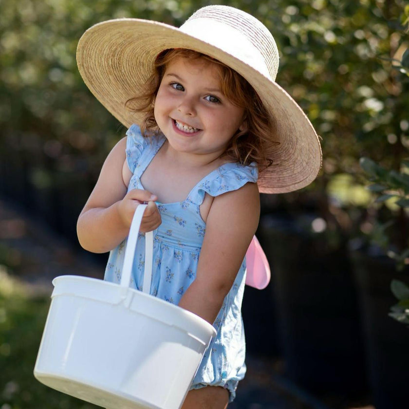 Buttercup Little Girl’s Hat - Ivory Grosgrain Ribbon
