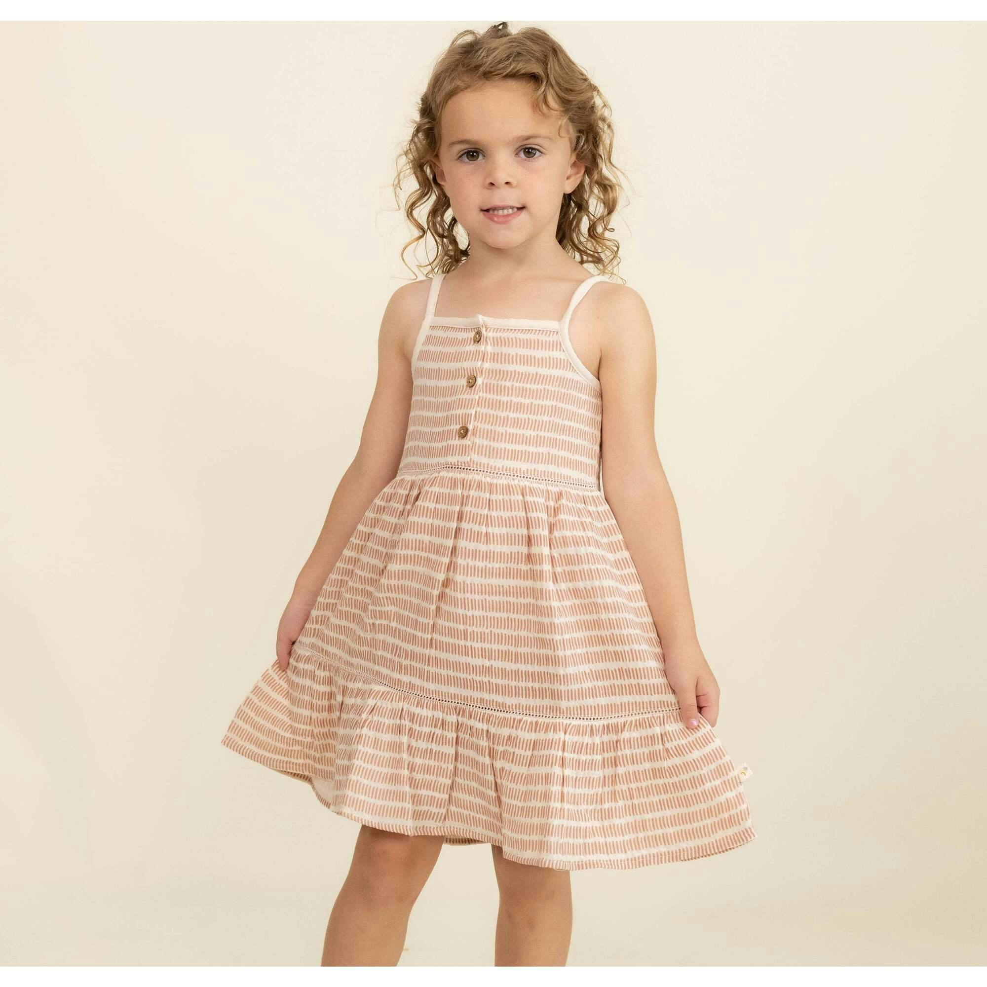 Organic Buttoned Tiered Dress