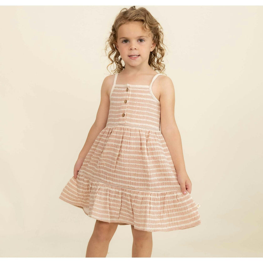 Organic Buttoned Tiered Dress