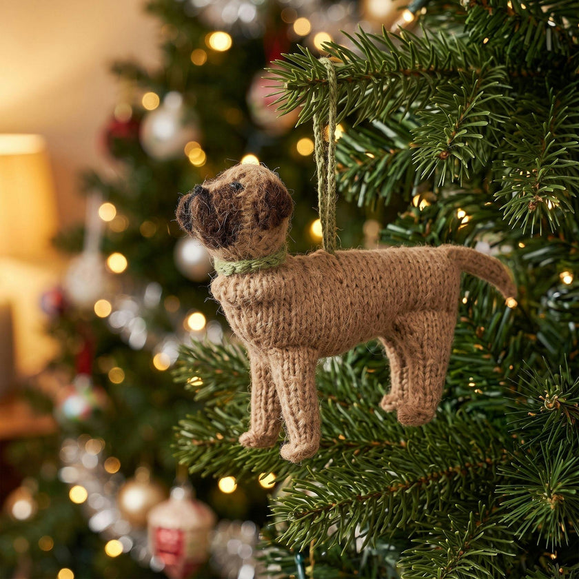 Mastiff Dog Hand Knit Christmas Ornament