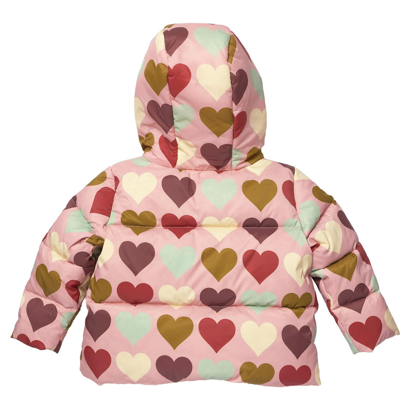 Girls Ruffle Pete Puffer - Multi Harvest Hearts