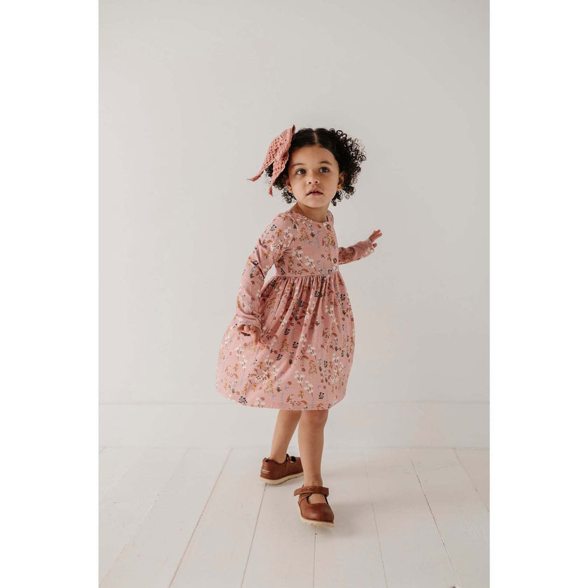 Long Sleeve Henley Dress Lavender Cloud Checkered