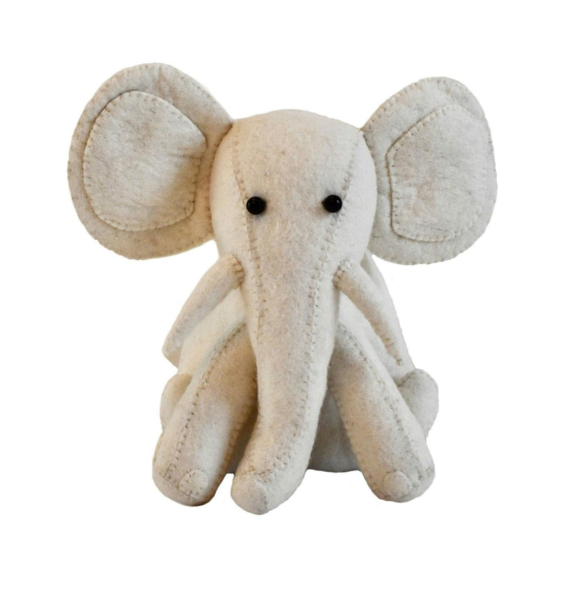 Cream Elephant Door Stop Hand Felted Wool