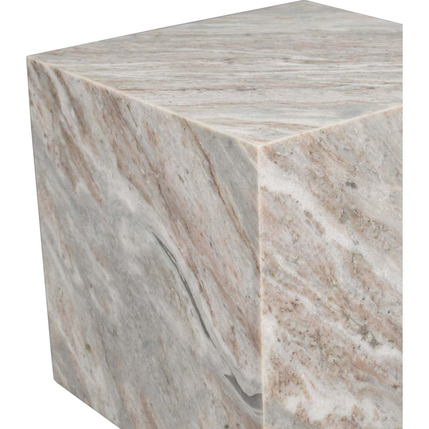 Felix 15" Contemporary Natural Marble Handmade Cube End Table