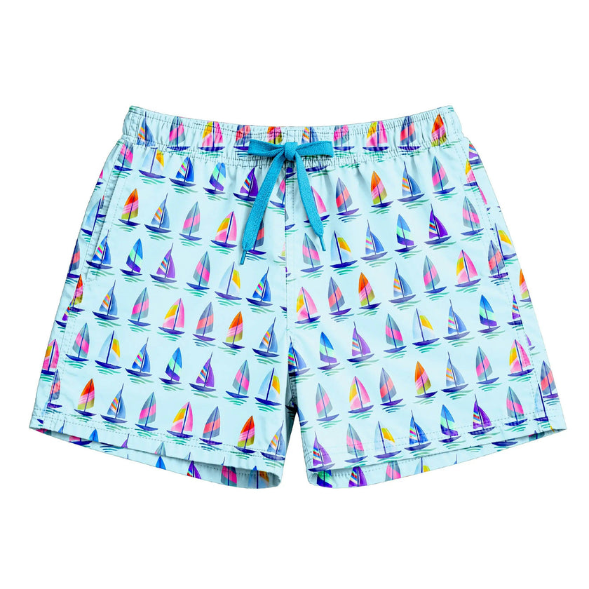Dylan Boys Sailboat Print Board Shorts