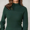 Organic Mock Neck Bodice Stitch Sweater Dress, Green