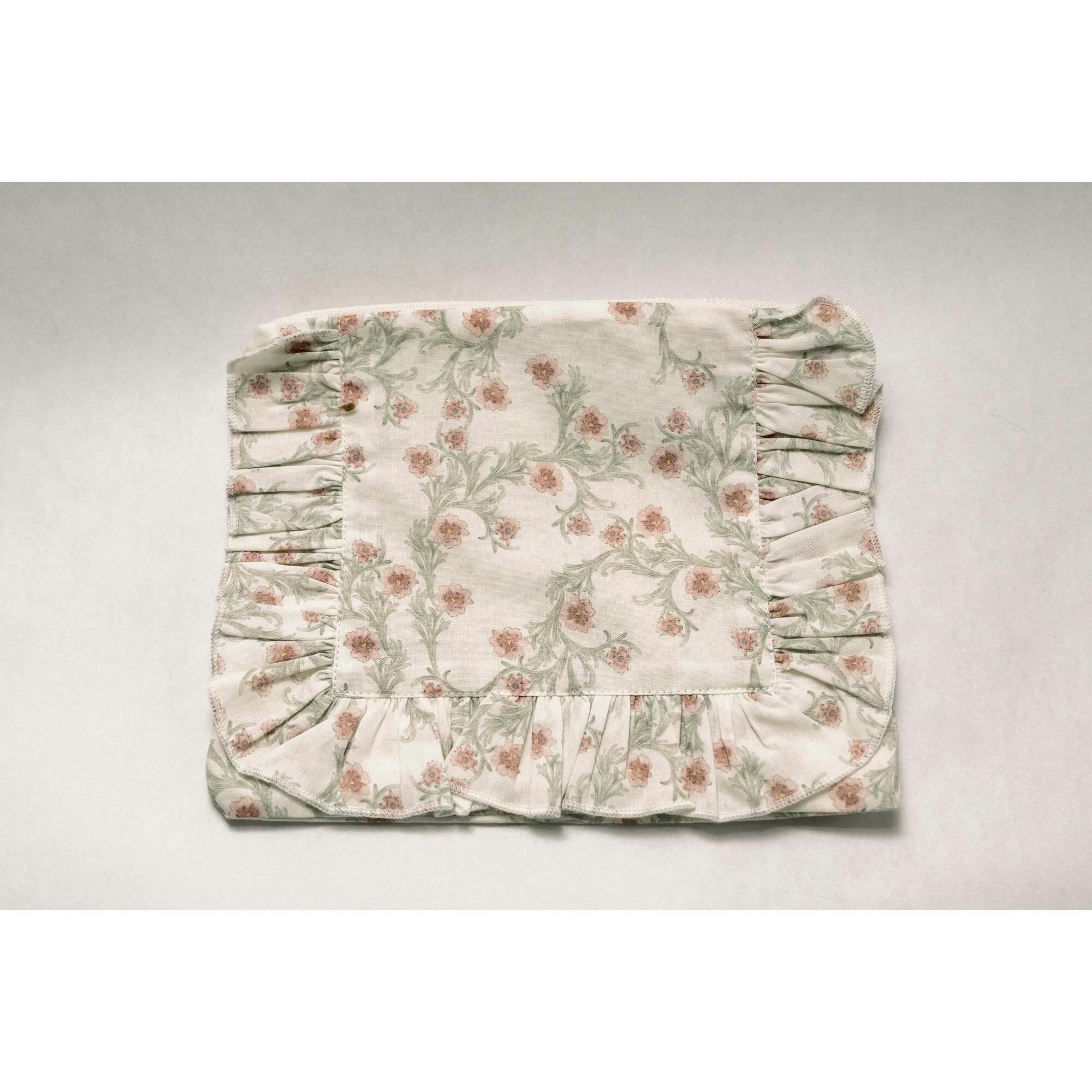 Lilac Vine Scroll Timeless Floral Ruffle Zipper Pouch