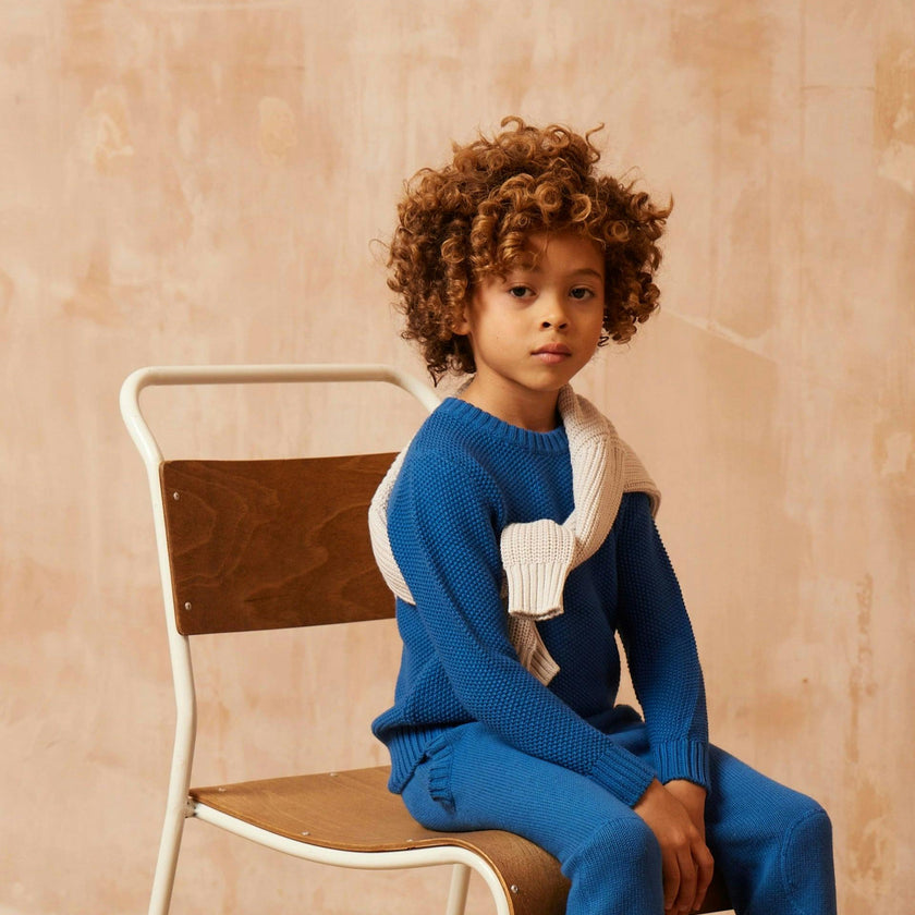 Moss Stitch Jumper | Cobalt Blue